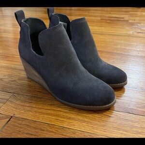 Women's Black Suede Wedge Ankle Boots